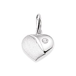 Zilveren hart hanger met een zirkonia