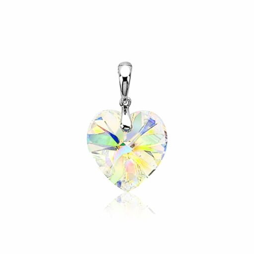 Zinzi zilveren hanger met swarovski-crystal wit hart