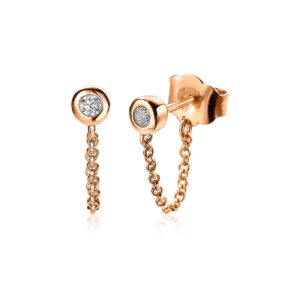 ZINZI zilveren oorknoppen met ketting rond wit