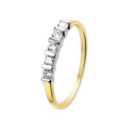 Bicolor gouden ring met 3x zirkonia