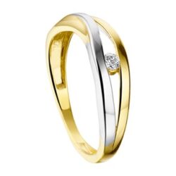 Bicolor gouden ring met zirkonia