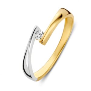 Bicolor gouden ring zirkonia