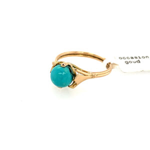 Gouden ring turkoois maat 16,75