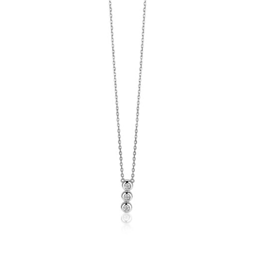 Obsessie Ineenstorting Algebraïsch ZINZI zilveren ketting 45cm met hanger rond wit - Juwelier Sjaak knijn