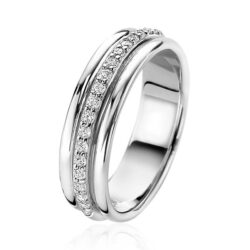 ZINZI zilveren chique ring multi-look wit