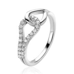 ZINZI zilveren ring symboliseert verbondenheid met witte zirconia's